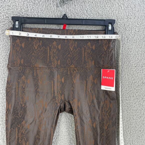 Spanx Animal Print Snake Leggings Womens Jeans Sz XL Brown Stretch Faux Leather - Picture 4 of 16